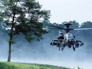 Apache, trees, Boeing, Ah-64, Helicopter